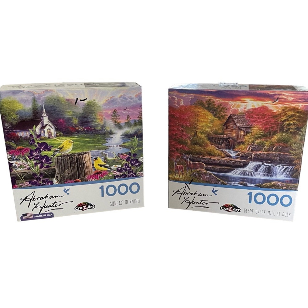 LPF Glade Creek Mill 1000 pc Jigsaw Puzzle Abraham Miller set of 2